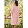 imageDokotoo Womens Dresses Summer V Neck Drawstring Embroidered Half Sleeve Mini Dress Boho Dresses for Women 2025 SundressesLight Pink