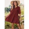 imageDokotoo Womens Dresses Summer V Neck Drawstring Embroidered Half Sleeve Mini Dress Boho Dresses for Women 2025 SundressesRed Dahlia