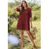 imageDokotoo Womens Dresses Summer V Neck Drawstring Embroidered Half Sleeve Mini Dress Boho Dresses for Women 2025 SundressesRed Dahlia