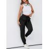 imageDokotoo Womens High Waisted Lounge Joggers Elasticity Drawstring Side Pocket Casual Cuffed Casual Yoga SweatpantsBlack
