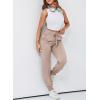 imageDokotoo Womens High Waisted Lounge Joggers Elasticity Drawstring Side Pocket Casual Cuffed Casual Yoga SweatpantsKhaki