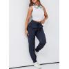 imageDokotoo Womens High Waisted Lounge Joggers Elasticity Drawstring Side Pocket Casual Cuffed Casual Yoga SweatpantsNavy Blue