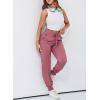 imageDokotoo Womens High Waisted Lounge Joggers Elasticity Drawstring Side Pocket Casual Cuffed Casual Yoga SweatpantsRose Pink