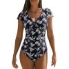 imageDokotoo Womens One Piece Swimsuits with Cover up Wrap Skirt Tummy Control VNeck 2 Piece Padded Bathing SuitsBlack