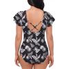 imageDokotoo Womens One Piece Swimsuits with Cover up Wrap Skirt Tummy Control VNeck 2 Piece Padded Bathing SuitsBlack