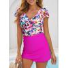 imageDokotoo Womens One Piece Swimsuits with Cover up Wrap Skirt Tummy Control VNeck 2 Piece Padded Bathing SuitsPurple