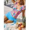 imageDokotoo Womens One Piece Swimsuits with Cover up Wrap Skirt Tummy Control VNeck 2 Piece Padded Bathing SuitsSky Blue