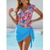 imageDokotoo Womens One Piece Swimsuits with Cover up Wrap Skirt Tummy Control VNeck 2 Piece Padded Bathing SuitsSky Blue