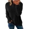 imageDokotoo Womens Pullover Hoodies Sweatshirts Casual Loose Long Sleeve Ribbed Knit ShirtsBlack