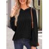 imageDokotoo Womens Pullover Hoodies Sweatshirts Casual Loose Long Sleeve Ribbed Knit ShirtsBlack