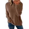imageDokotoo Womens Pullover Hoodies Sweatshirts Casual Loose Long Sleeve Ribbed Knit ShirtsCoffee