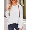 imageDokotoo Womens Pullover Hoodies Sweatshirts Casual Loose Long Sleeve Ribbed Knit ShirtsWhite