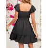 imageDokotoo Womens Summer Dresses 2025 Ruffle Short Sleeve Shirred High Waist Tiered Smocked ALine Casual Dress with PocketBlack