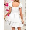 imageDokotoo Womens Summer Dresses 2025 Ruffle Short Sleeve Shirred High Waist Tiered Smocked ALine Casual Dress with PocketWhite