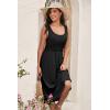 imageDokotoo Womens Summer Dresses 2025 Sleeveless Button Down Smocked Empire Waist Casual ALine Swing Midi Dress SundressBlack