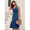 imageDokotoo Womens Summer Dresses 2025 Sleeveless Button Down Smocked Empire Waist Casual ALine Swing Midi Dress SundressBlue