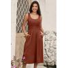 imageDokotoo Womens Summer Dresses 2025 Sleeveless Button Down Smocked Empire Waist Casual ALine Swing Midi Dress SundressBrown
