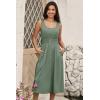 imageDokotoo Womens Summer Dresses 2025 Sleeveless Button Down Smocked Empire Waist Casual ALine Swing Midi Dress SundressMist Green