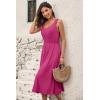 imageDokotoo Womens Summer Dresses 2025 Sleeveless Button Down Smocked Empire Waist Casual ALine Swing Midi Dress SundressRosy