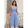 imageDokotoo Womens Summer Dresses 2025 Sleeveless Button Down Smocked Empire Waist Casual ALine Swing Midi Dress SundressSky Blue