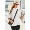 imageDokotoo Womens Summer Short Sleeve Tops Zipper V Neck Lightweight Ribbed Knit Oversized Sweatshirt Casual Blouses ShirtsWhite