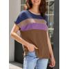 imageDokotoo Womens Summer Tops 2025 Fashion Color Block Shirts Casual Crewneck Oversized Tshirts Ribbed Knit Tees BlouseBrown