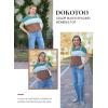 imageDokotoo Womens Summer Tops 2025 Fashion Color Block Shirts Casual Crewneck Oversized Tshirts Ribbed Knit Tees BlouseChestnut