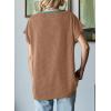 imageDokotoo Womens Summer Tops 2025 Fashion Color Block Shirts Casual Crewneck Oversized Tshirts Ribbed Knit Tees BlouseChestnut