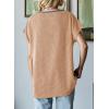 imageDokotoo Womens Summer Tops 2025 Fashion Color Block Shirts Casual Crewneck Oversized Tshirts Ribbed Knit Tees BlouseGold