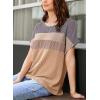 imageDokotoo Womens Summer Tops 2025 Fashion Color Block Shirts Casual Crewneck Oversized Tshirts Ribbed Knit Tees BlouseGold