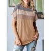 imageDokotoo Womens Summer Tops 2025 Fashion Color Block Shirts Casual Crewneck Oversized Tshirts Ribbed Knit Tees BlouseGold