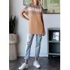 imageDokotoo Womens Summer Tops 2025 Fashion Color Block Shirts Casual Crewneck Oversized Tshirts Ribbed Knit Tees BlouseGold