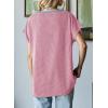 imageDokotoo Womens Summer Tops 2025 Fashion Color Block Shirts Casual Crewneck Oversized Tshirts Ribbed Knit Tees BlousePink