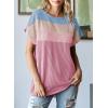 imageDokotoo Womens Summer Tops 2025 Fashion Color Block Shirts Casual Crewneck Oversized Tshirts Ribbed Knit Tees BlousePink