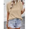 imageDokotoo Womens Tops Dressy Casual Summer Crewneck Short Sleeve Sweaters Knit Solid Trendy Hollow Out Shirts BlousesApricot