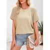 imageDokotoo Womens Tops Dressy Casual Summer Crewneck Short Sleeve Sweaters Knit Solid Trendy Hollow Out Shirts BlousesApricot
