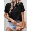 imageDokotoo Womens Tops Dressy Casual Summer Crewneck Short Sleeve Sweaters Knit Solid Trendy Hollow Out Shirts BlousesBlack
