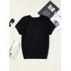 imageDokotoo Womens Tops Dressy Casual Summer Crewneck Short Sleeve Sweaters Knit Solid Trendy Hollow Out Shirts BlousesBlack