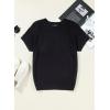 imageDokotoo Womens Tops Dressy Casual Summer Crewneck Short Sleeve Sweaters Knit Solid Trendy Hollow Out Shirts BlousesBlack