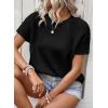 imageDokotoo Womens Tops Dressy Casual Summer Crewneck Short Sleeve Sweaters Knit Solid Trendy Hollow Out Shirts BlousesBlack