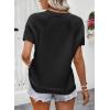 imageDokotoo Womens Tops Dressy Casual Summer Crewneck Short Sleeve Sweaters Knit Solid Trendy Hollow Out Shirts BlousesBlack