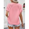 imageDokotoo Womens Tops Dressy Casual Summer Crewneck Short Sleeve Sweaters Knit Solid Trendy Hollow Out Shirts BlousesPink