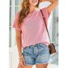 imageDokotoo Womens Tops Dressy Casual Summer Crewneck Short Sleeve Sweaters Knit Solid Trendy Hollow Out Shirts BlousesPink