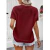 imageDokotoo Womens Tops Dressy Casual Summer Crewneck Short Sleeve Sweaters Knit Solid Trendy Hollow Out Shirts BlousesRed