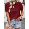 imageDokotoo Womens Tops Dressy Casual Summer Crewneck Short Sleeve Sweaters Knit Solid Trendy Hollow Out Shirts BlousesRed