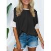 imageDokotoo Womens Tops Oversized Trendy Shirts 2025 Summer Color Block Crewneck Business Casual Womens Blouses S2XLBlack