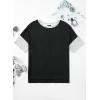 imageDokotoo Womens Tops Oversized Trendy Shirts 2025 Summer Color Block Crewneck Business Casual Womens Blouses S2XLBlack