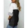imageDokotoo Womens Tops Oversized Trendy Shirts 2025 Summer Color Block Crewneck Business Casual Womens Blouses S2XLBlack