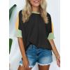 imageDokotoo Womens Tops Oversized Trendy Shirts 2025 Summer Color Block Crewneck Business Casual Womens Blouses S2XLColor Black