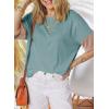 imageDokotoo Womens Tops Oversized Trendy Shirts 2025 Summer Color Block Crewneck Business Casual Womens Blouses S2XLLaurel Green